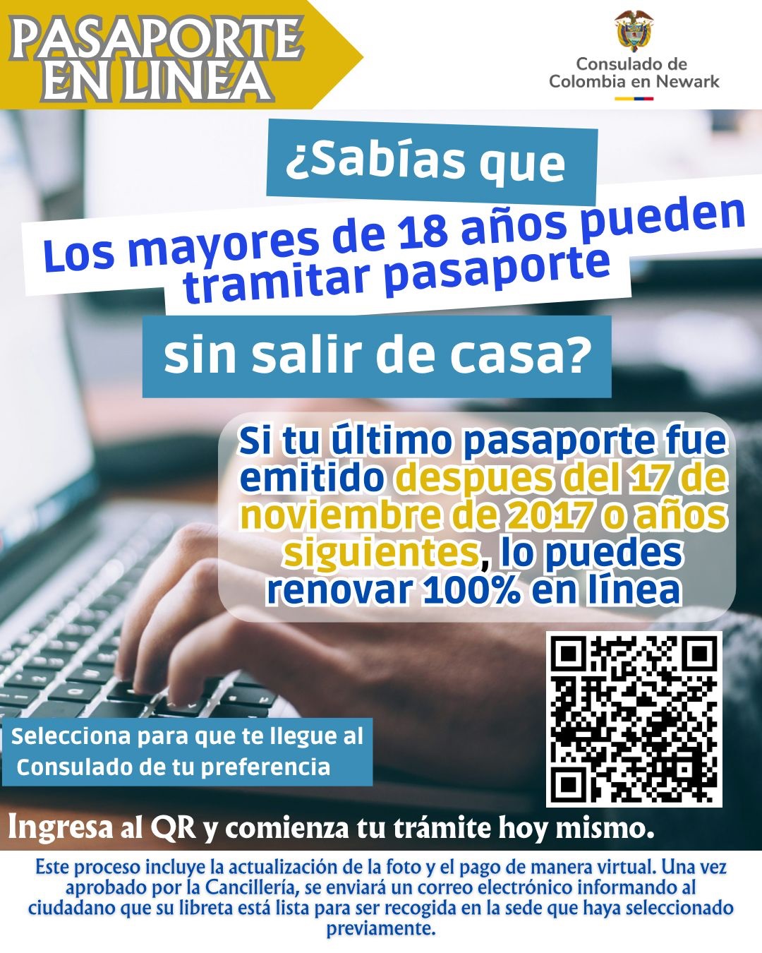 ¡Tu pasaporte en línea, sin filas ni citas! En el Consulado de Colombia en Newark