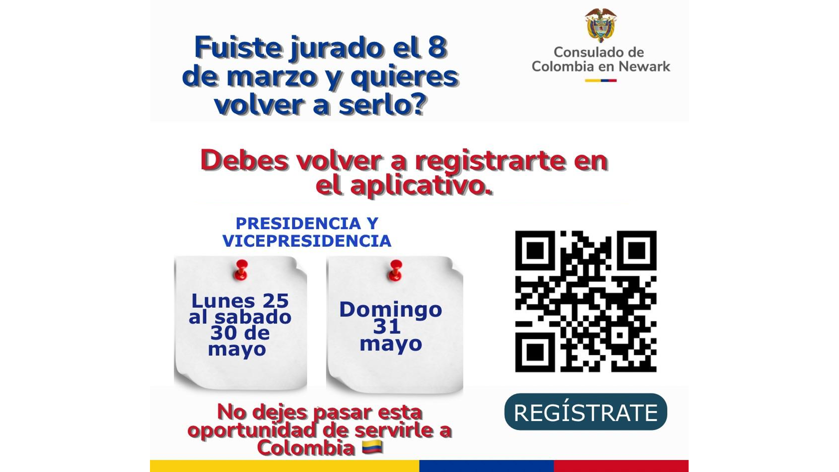 Banner con QR para inscripción de jurados de votación elecciones presidenciales 2026