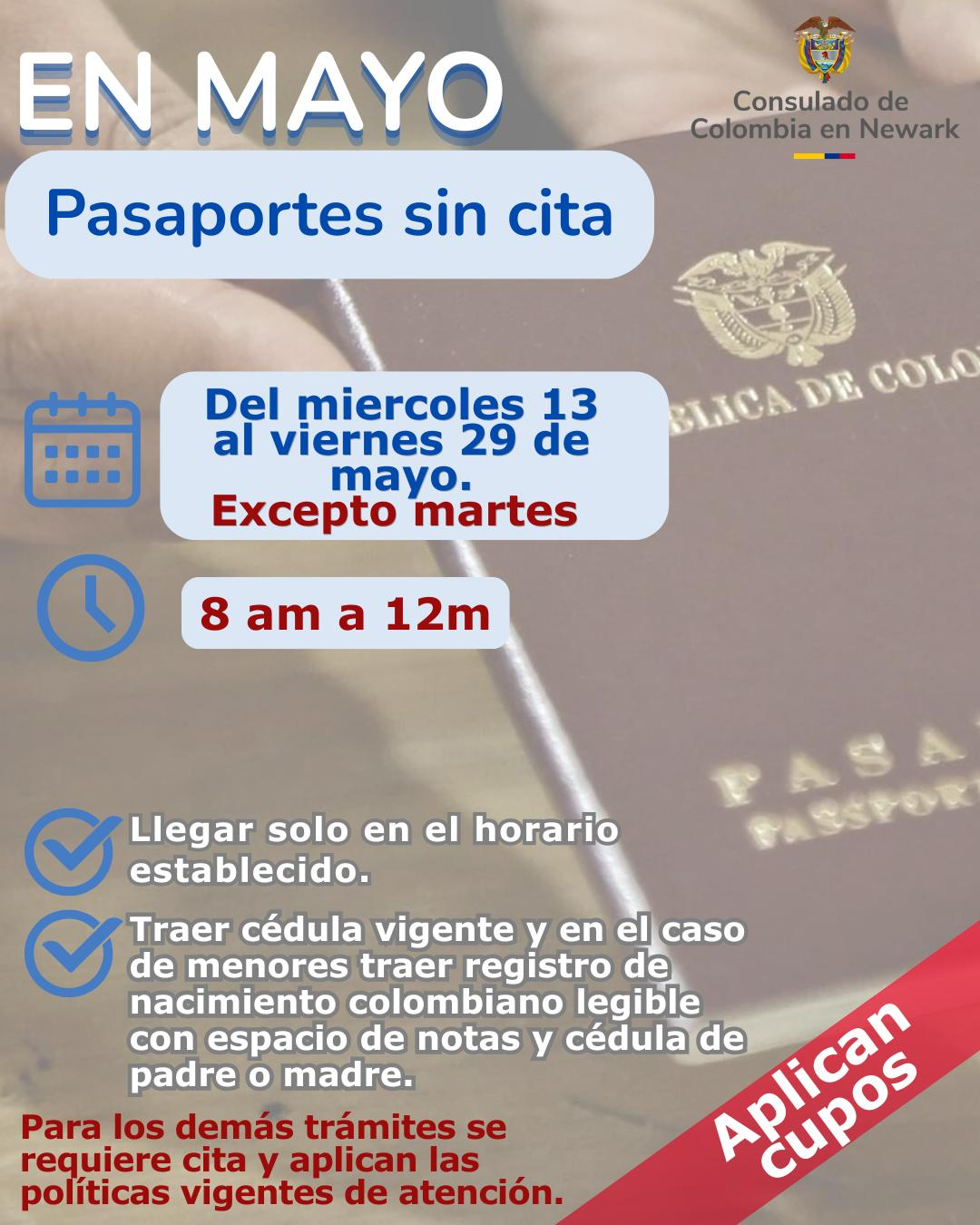 En mayo pasaportes sin cita