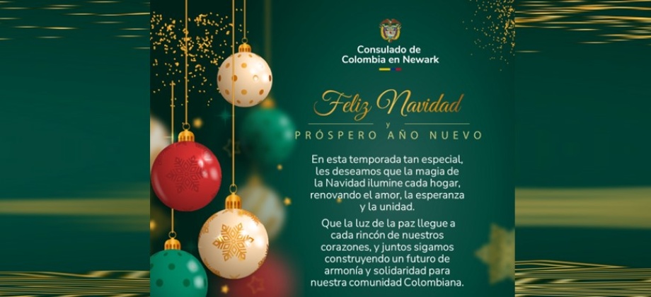 Consulado de Colombia en Newark desea una feliz Navidad y próspero Año Nuevo