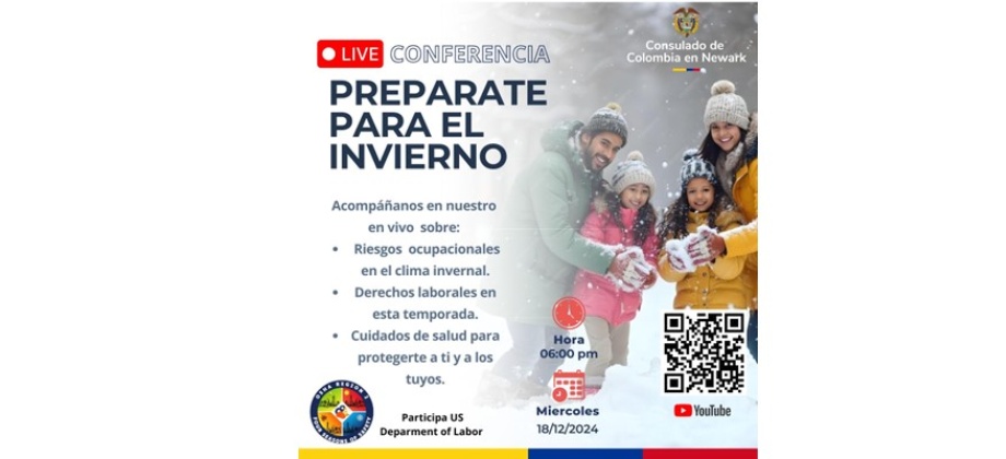 Consulado de Colombia en Newark invita a la videoconferencia:" Prepárate para el invierno"