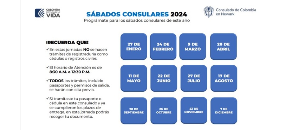 Consulta las fechas para los Sábados Consulares programados para 2024