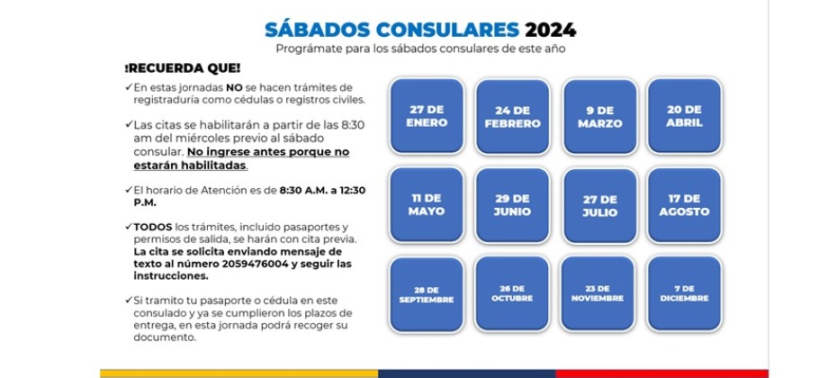 Consulta las fechas para los Sábados Consulares programados para 2024