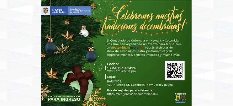 Consulado de Colombia en Newark invita a celebrar las tradiciones decembrinas