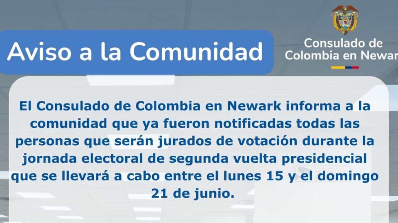 Aviso a la Comunidad Colombiana en Nueva Jersey y Pensilvania
