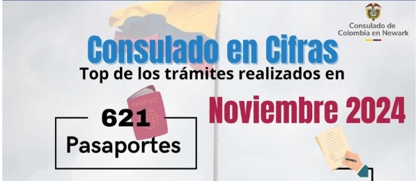Con la expedición de 621 pasaportes el Consulado de Colombia en Newark publica sus cifras de trámites en noviembre 