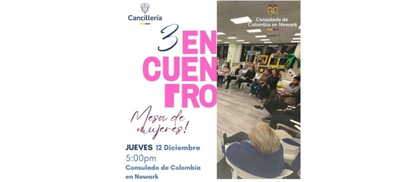 Te recordamos que este jueves tendremos nuestro 3er encuentro de la Mesa de Mujeres de Consulado de Colombia en Newark