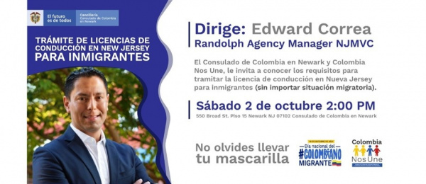 Este sábado 2 de octubre conozca los requisitos para tramitar la licencia de conducir para inmigrantes, conferencia organizada por el Consulado de Colombia en Newark 