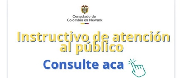 Instructivo de atención al público del Consulado de Colombia en Newark