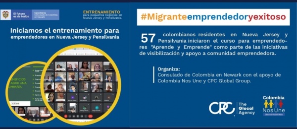 Más de 50 colombianos residentes en Nueva Jersey y Pensilvania iniciaron el curso para emprendedores "Aprende y Emprende"